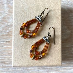 Vintage Colored Gold Beaded Earrings